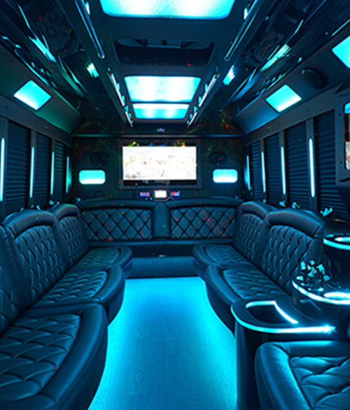 built-in bar party bus